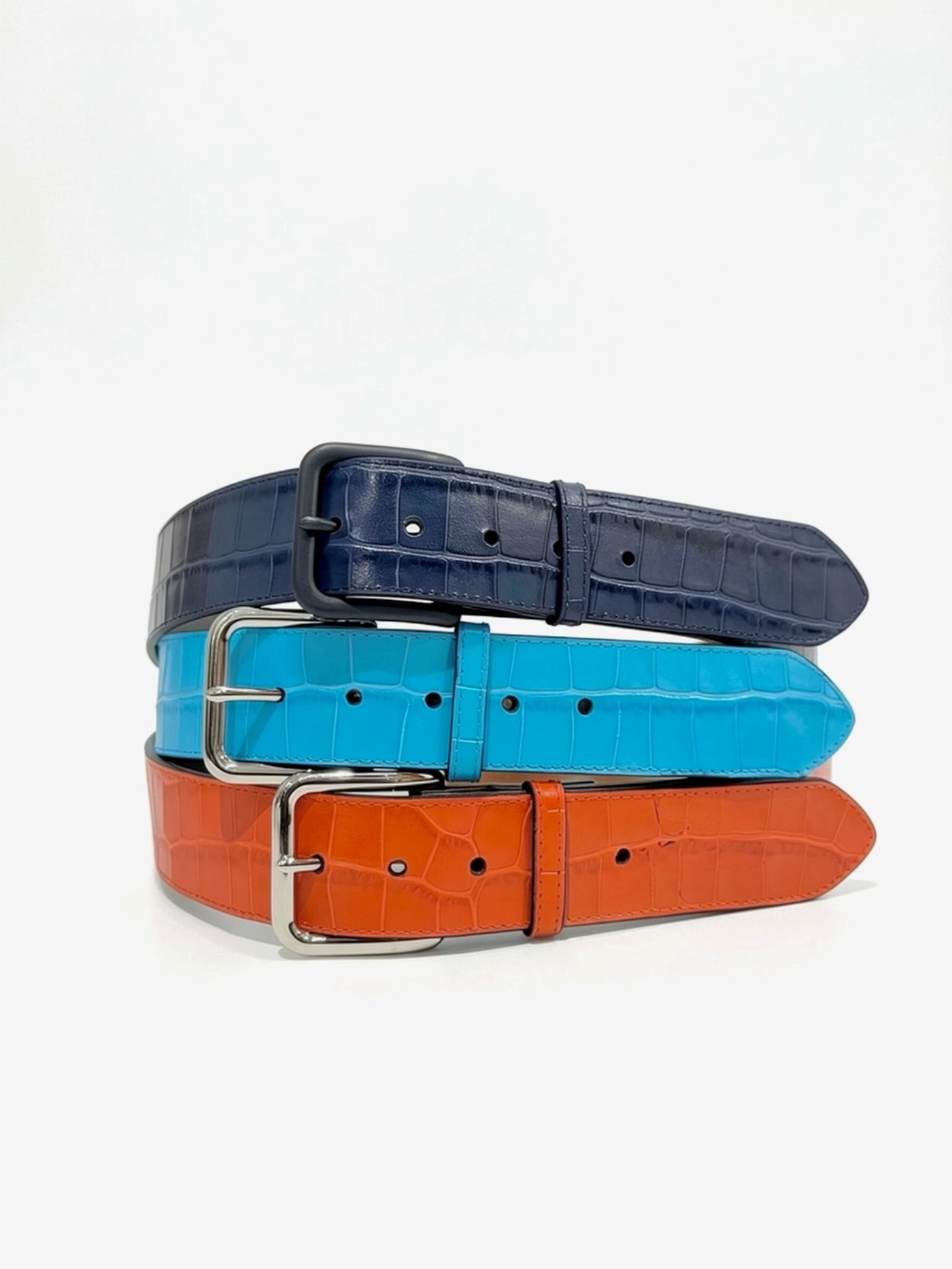 Croc Series Belt, all three colorways stacked together