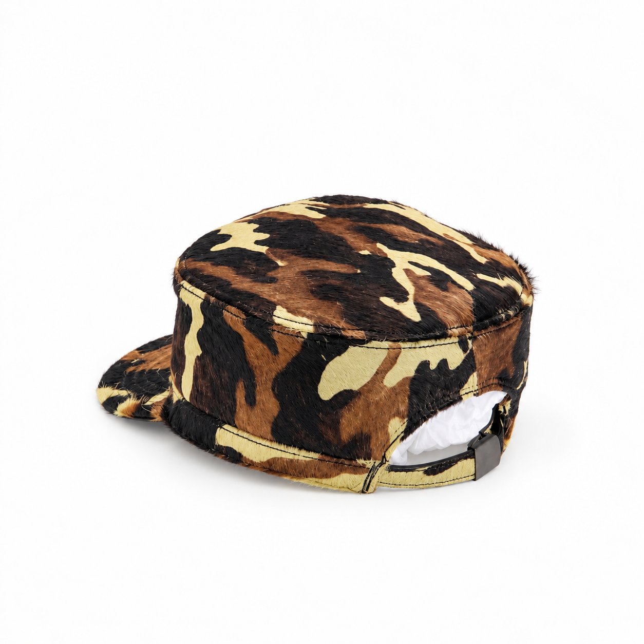 KC Militia hat in camouflage hair calf, angled view